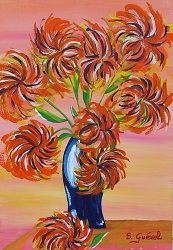 Bouquet au vase bleu pti